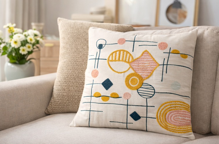Geometric Tufted Cushion Cover - Modern Boho Embroidered Décor 45x45cm (18x18 inch) | Pack of 2