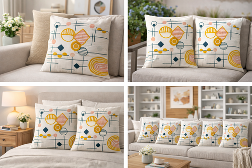 Geometric Tufted Cushion Cover - Modern Boho Embroidered Décor 45x45cm (18x18 inch)